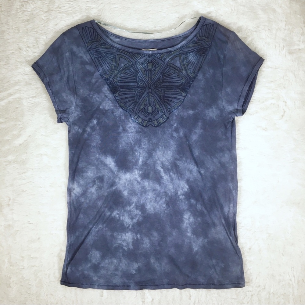 🔥2 for $15🔥Ecote Blue Tie Dye Embroidered SS Tee